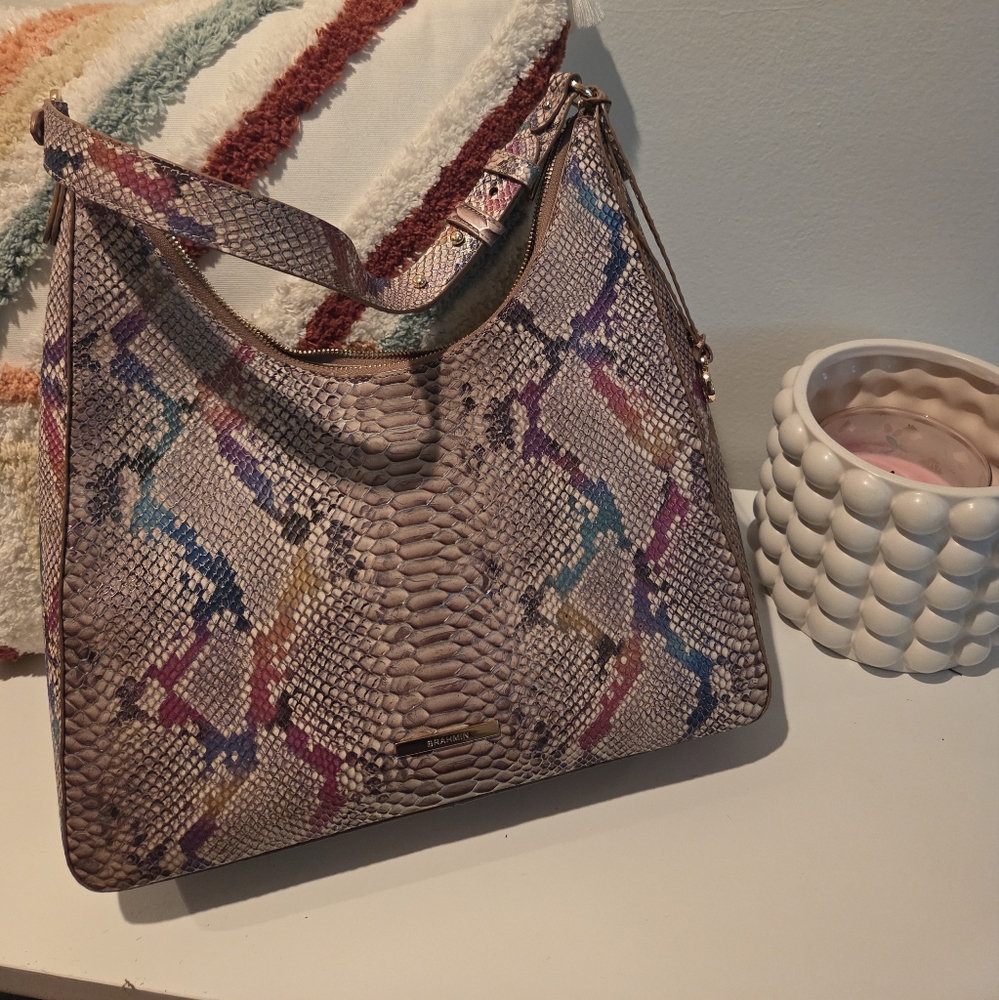 Brahmin Brown and Pink Tabitha with Exotic Design